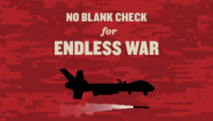 no blank check for endless war,